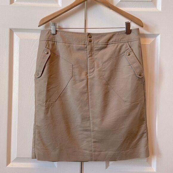 BEIGE WORTHINGTON FRONT SNAP AND ZIPPER FULLY LINED SKIRT SIZE 14 EUC - Picture 1 of 6